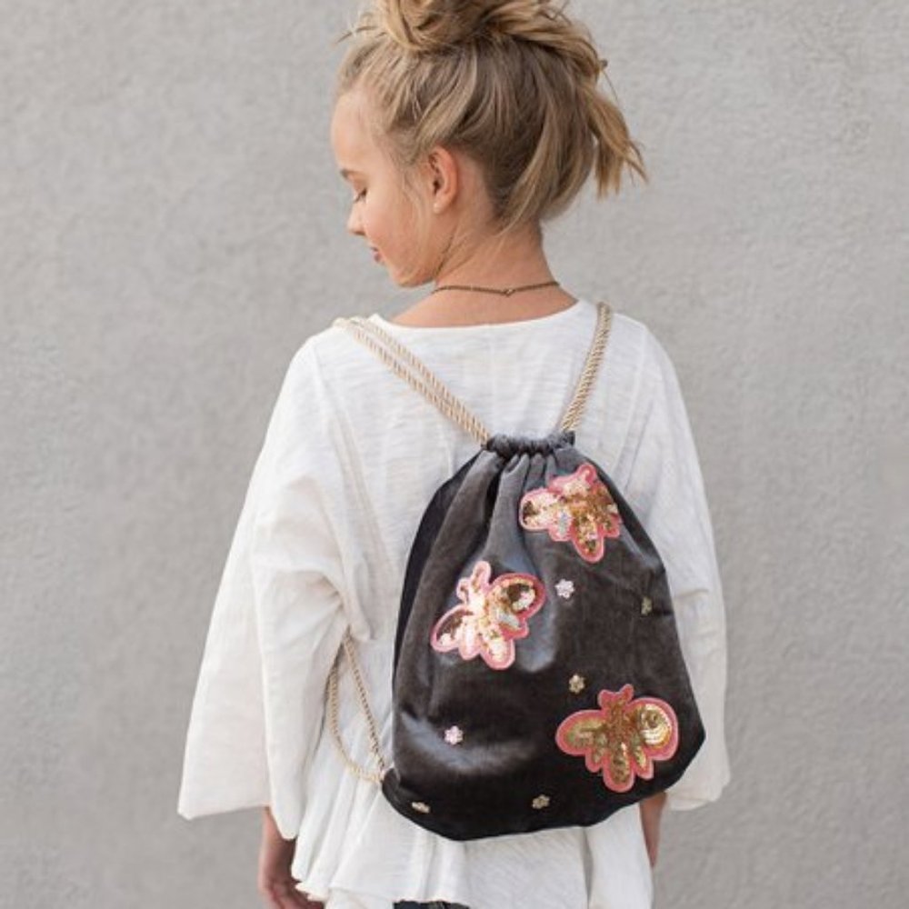 Joyfolie Evie Drawstring Backpack in Charcoal